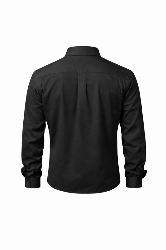 Black Cotton Collar Shirt