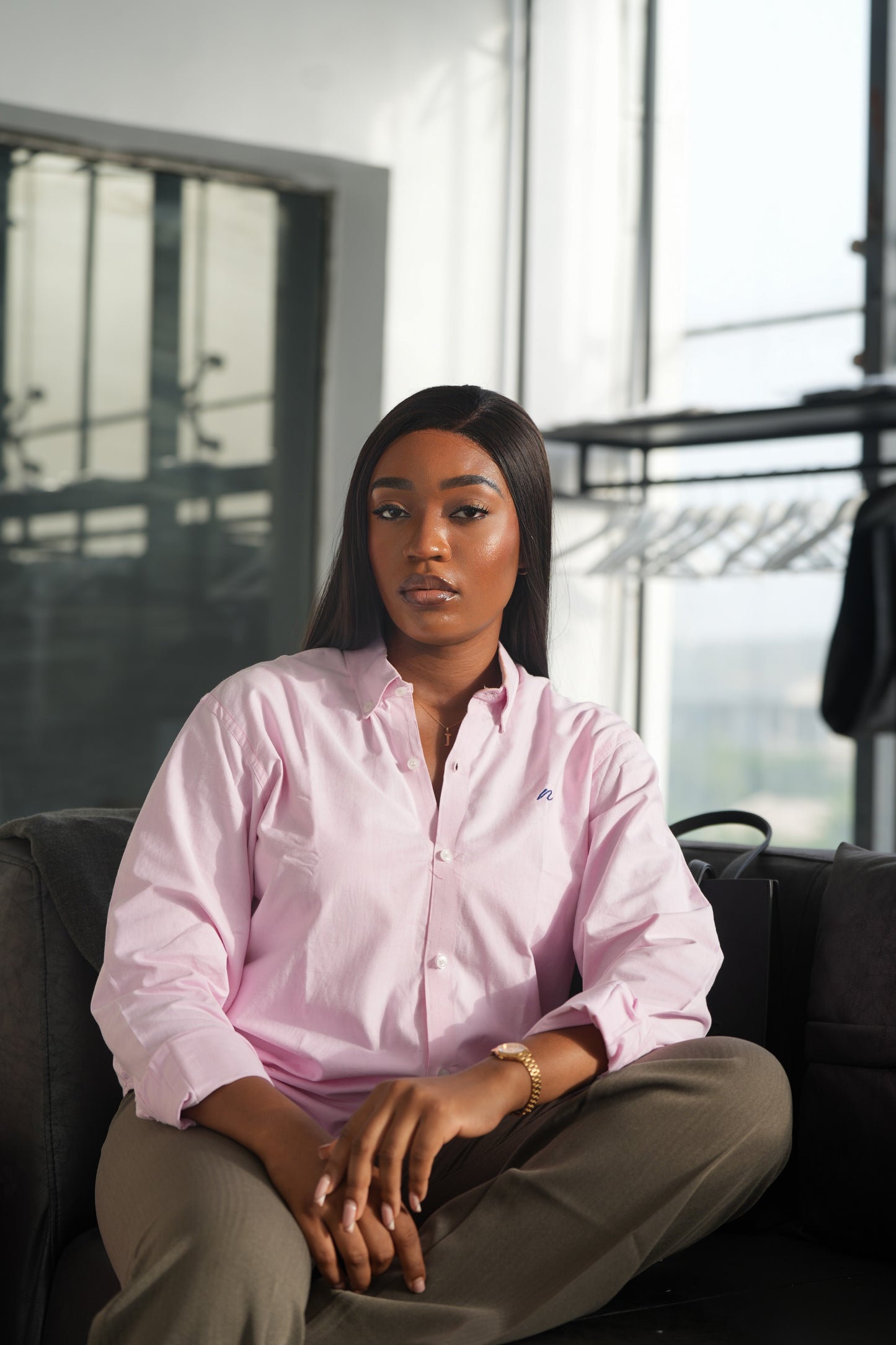 Pink Cotton Collar Shirt