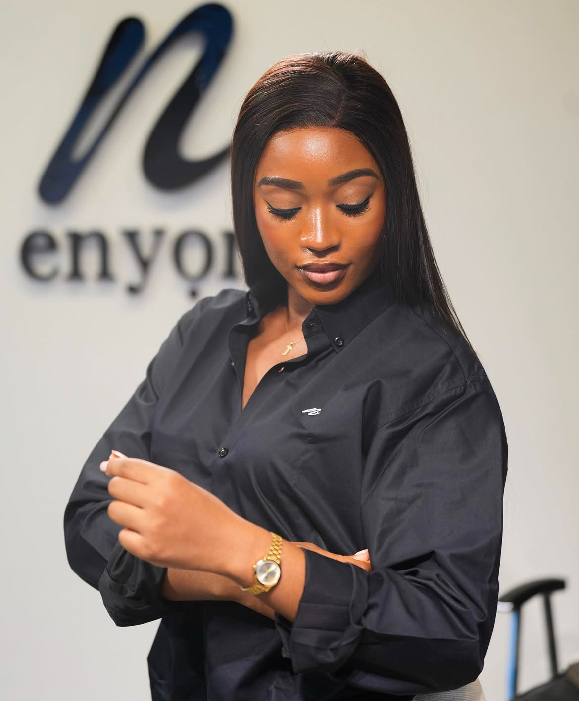 Black Cotton Collar Shirt