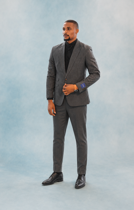 Tailored Stripped Grey Suit