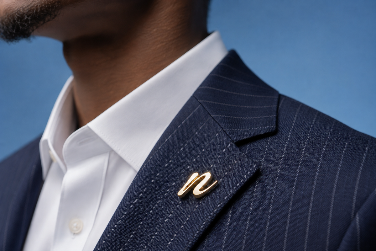 Tailored Stripped Navy Blue Suit
